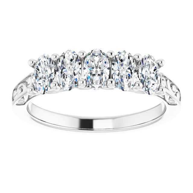 1.05 ct. Oval Cut Diamond Wedding Band 5 Stone Anniversary Ring-VIRABYANI